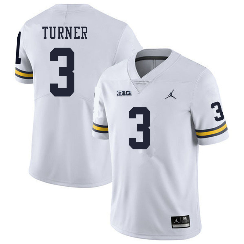 Men #3 Christian Turner Michigan Wolverines College Football Jerseys Sale-White